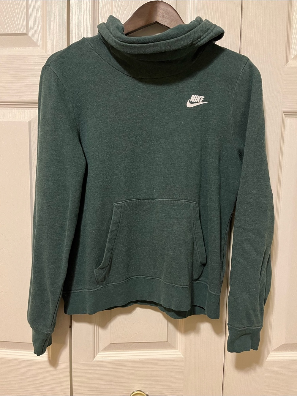 Nike Women's Forest Green Funnel Neck Sweatshirt with Logo